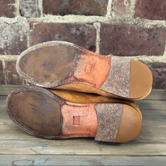 Frye Tina Camel Suede Whipstitch Tassel Ankle Boots Sz 6 - Picture 8 of 10